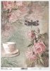 decoupage vaso de papel de la vendimia, rosas, libélula*Vintage decoupage papírový kelímek, růže, vážka*Vintage decoupage Pappbecher, Rosen, Libelle